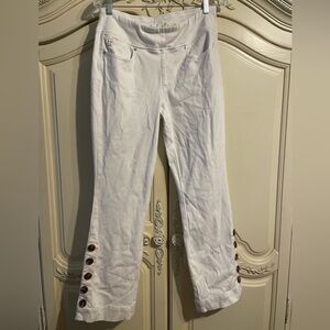 Belle by Kim Gravel White Straight Leg Pants waist =30 inches